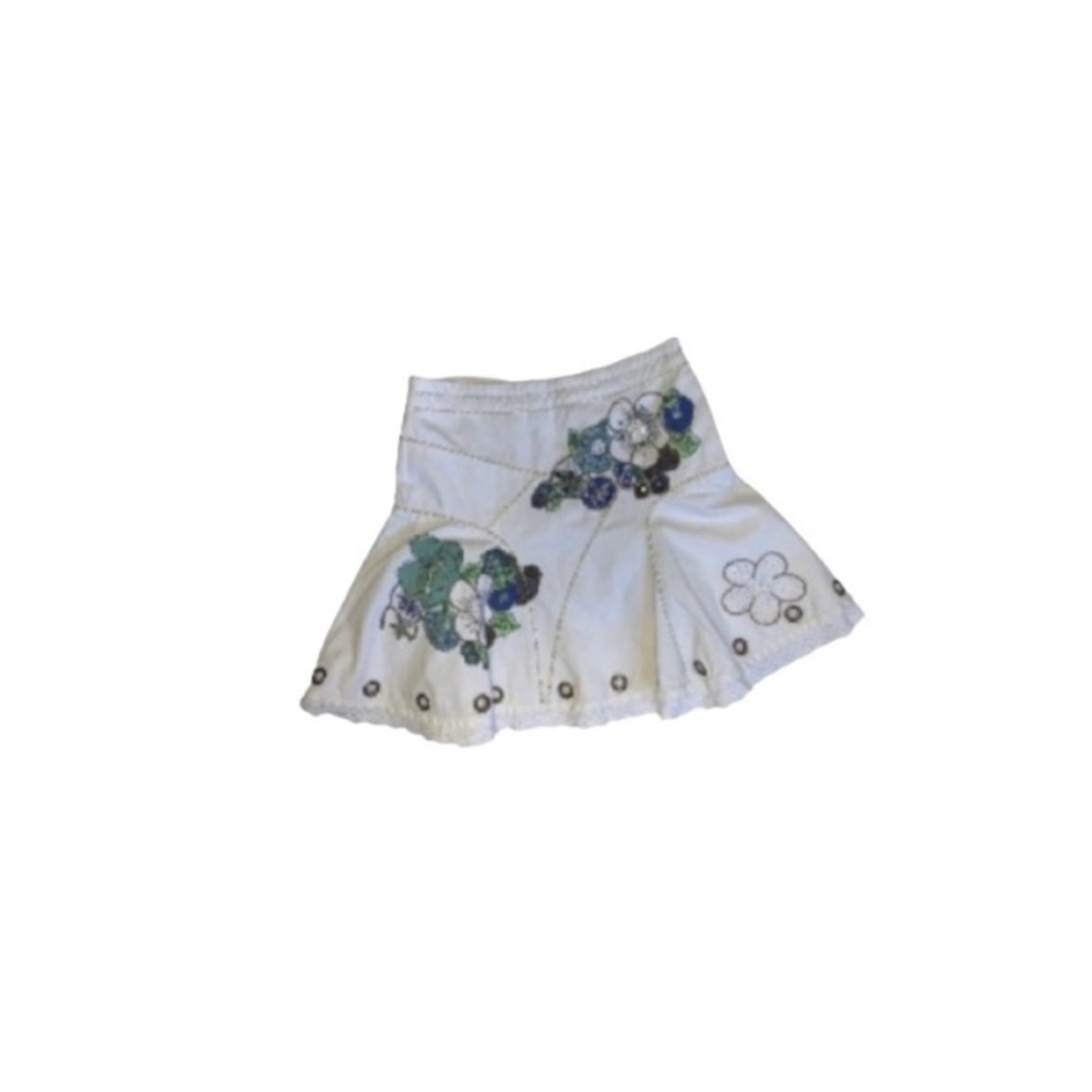 Miu Miu Cream Beaded and Embroidered Floral Skirt - Women’s Size 38
